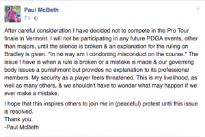 Paul McBeth PDGA boikott Facebook